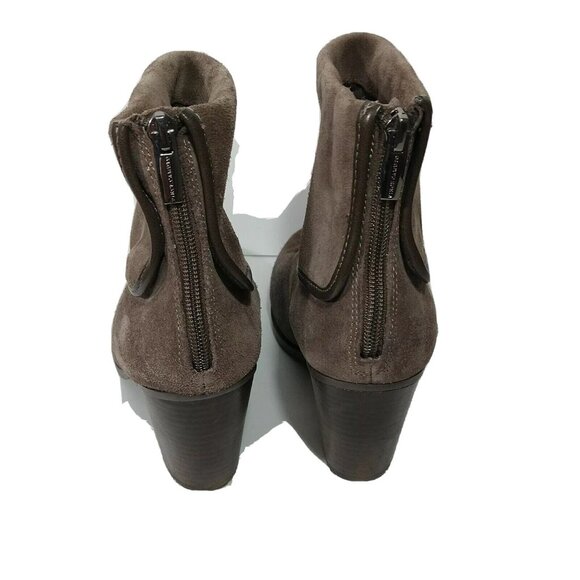 Vince Camuto Booties Suede Leather Women Size 8.5 Brown Zip Closure Block Heel - Picture 4 of 10